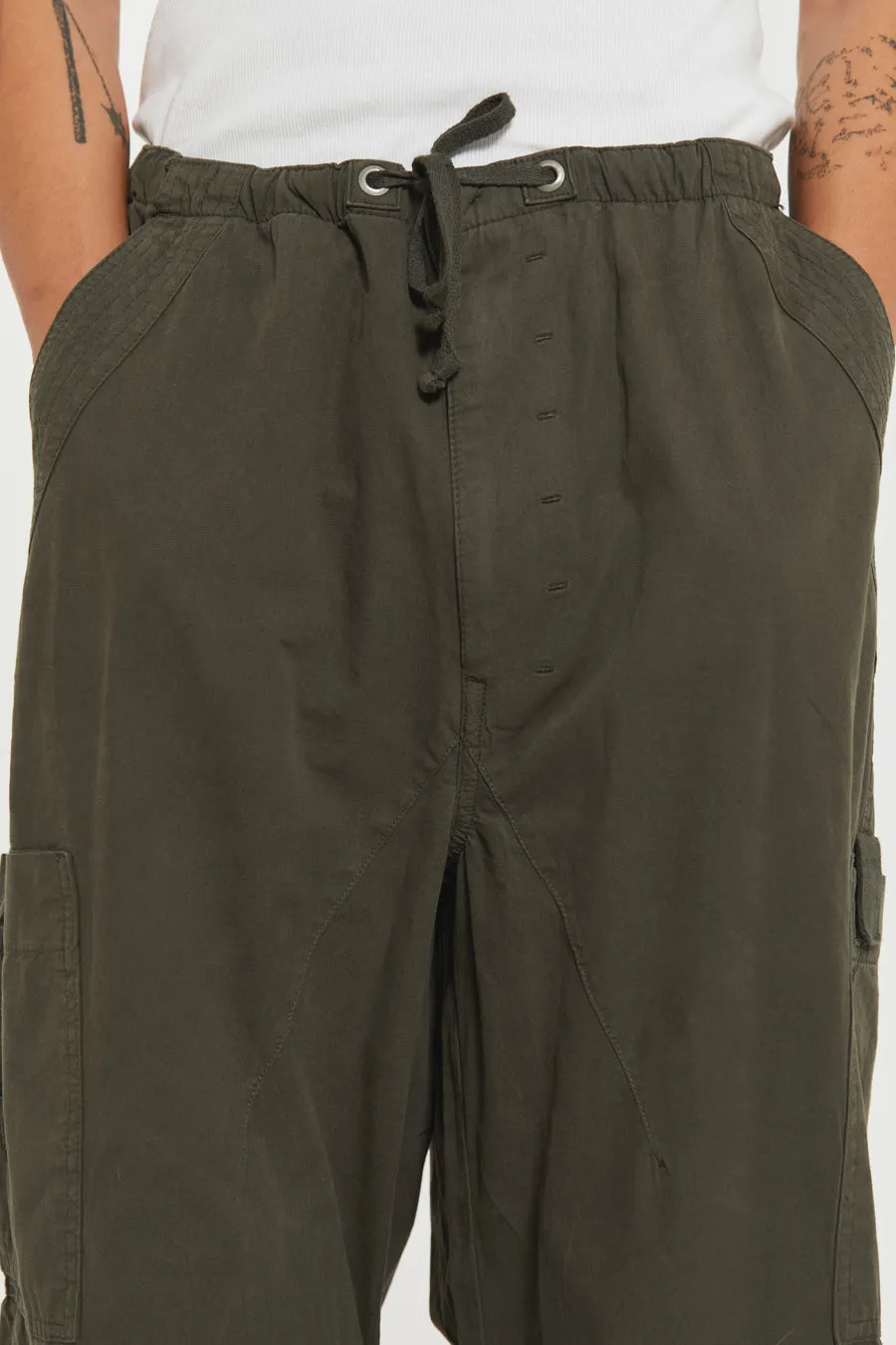 Khaki Parachute Cargo Pants