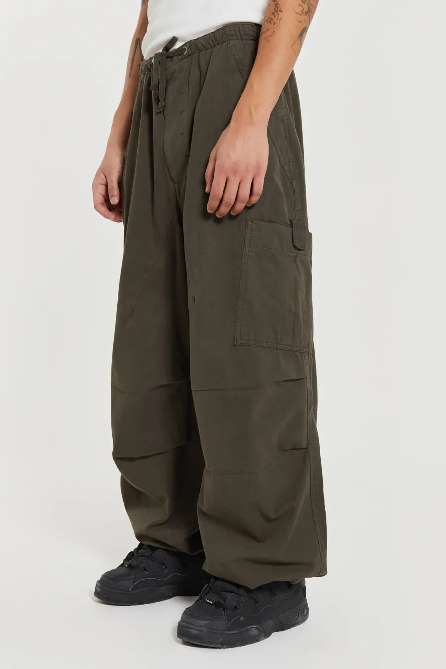 Khaki Parachute Cargo Pants