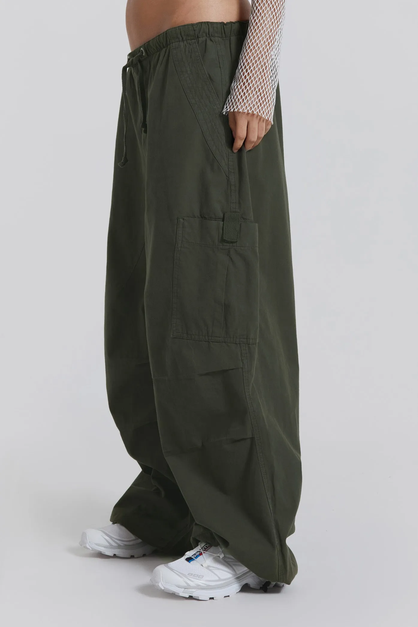 Khaki Parachute Cargo Pants