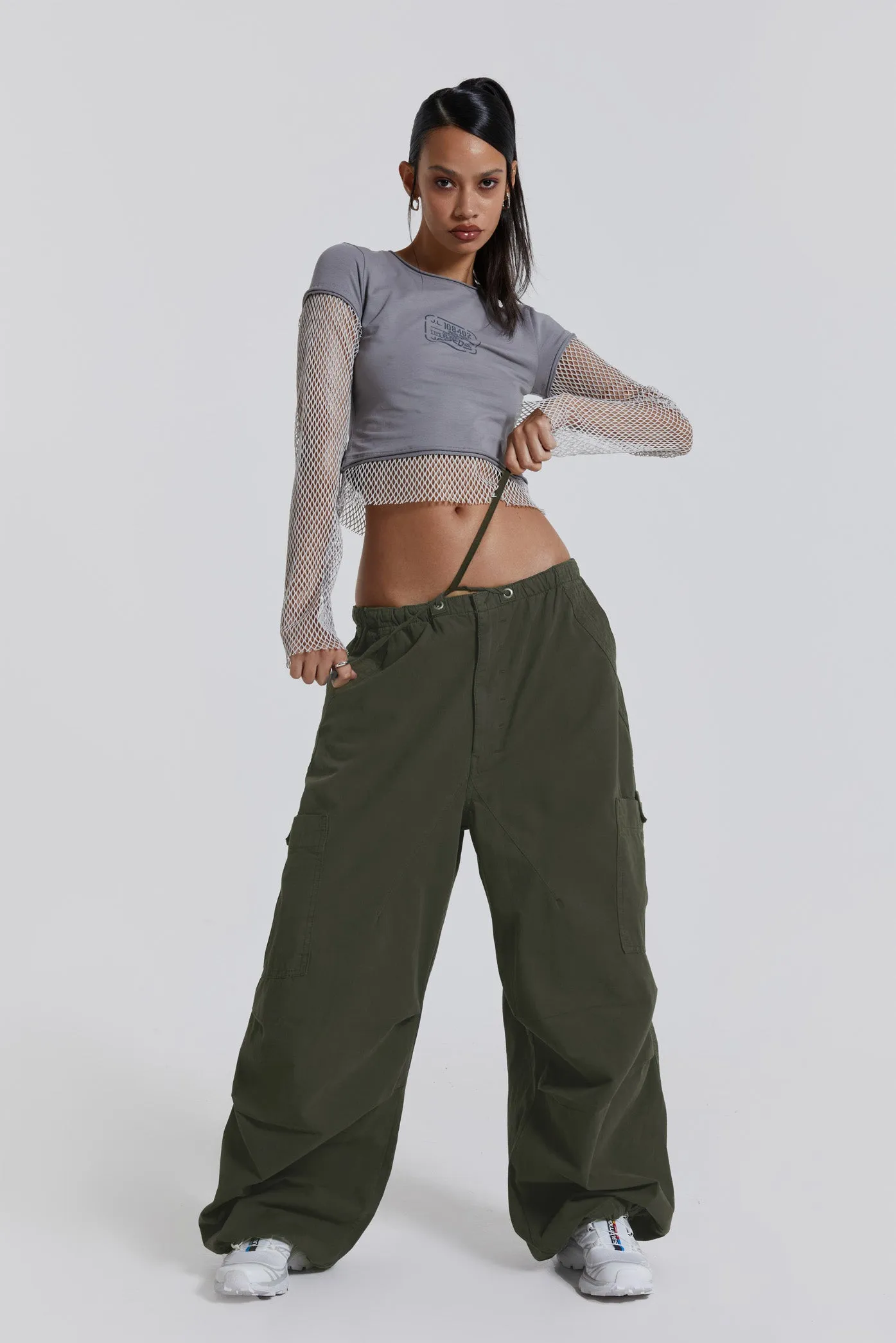 Khaki Parachute Cargo Pants