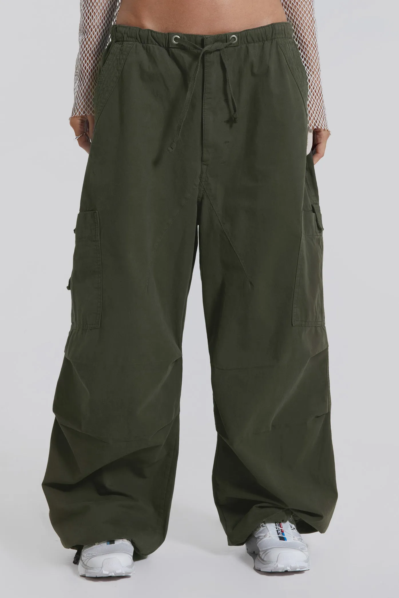 Khaki Parachute Cargo Pants