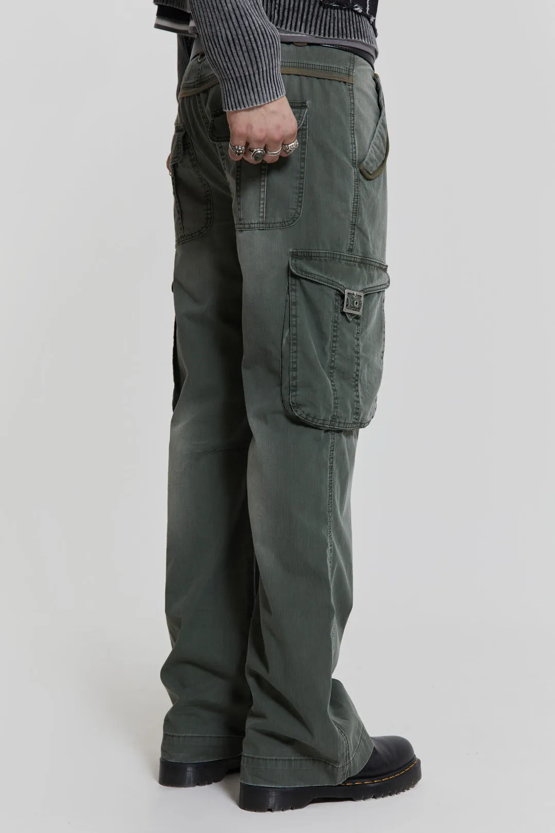 Khaki Straight Leg Cargo Trousers