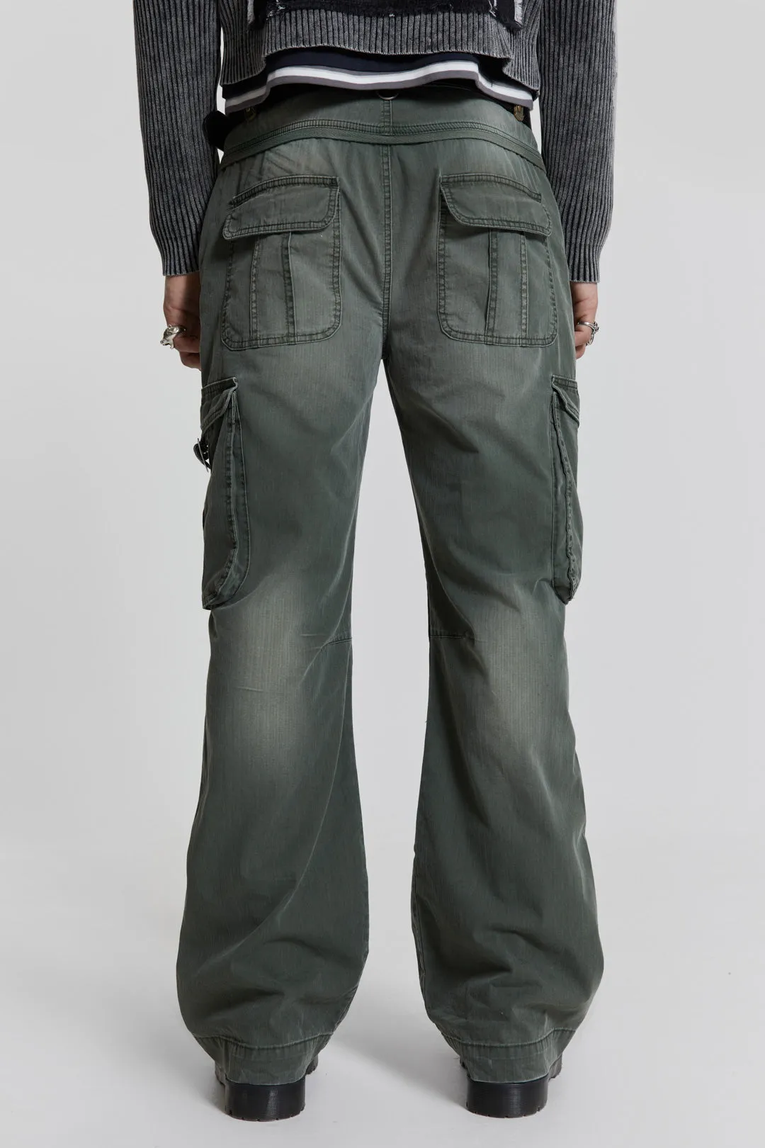 Khaki Straight Leg Cargo Trousers