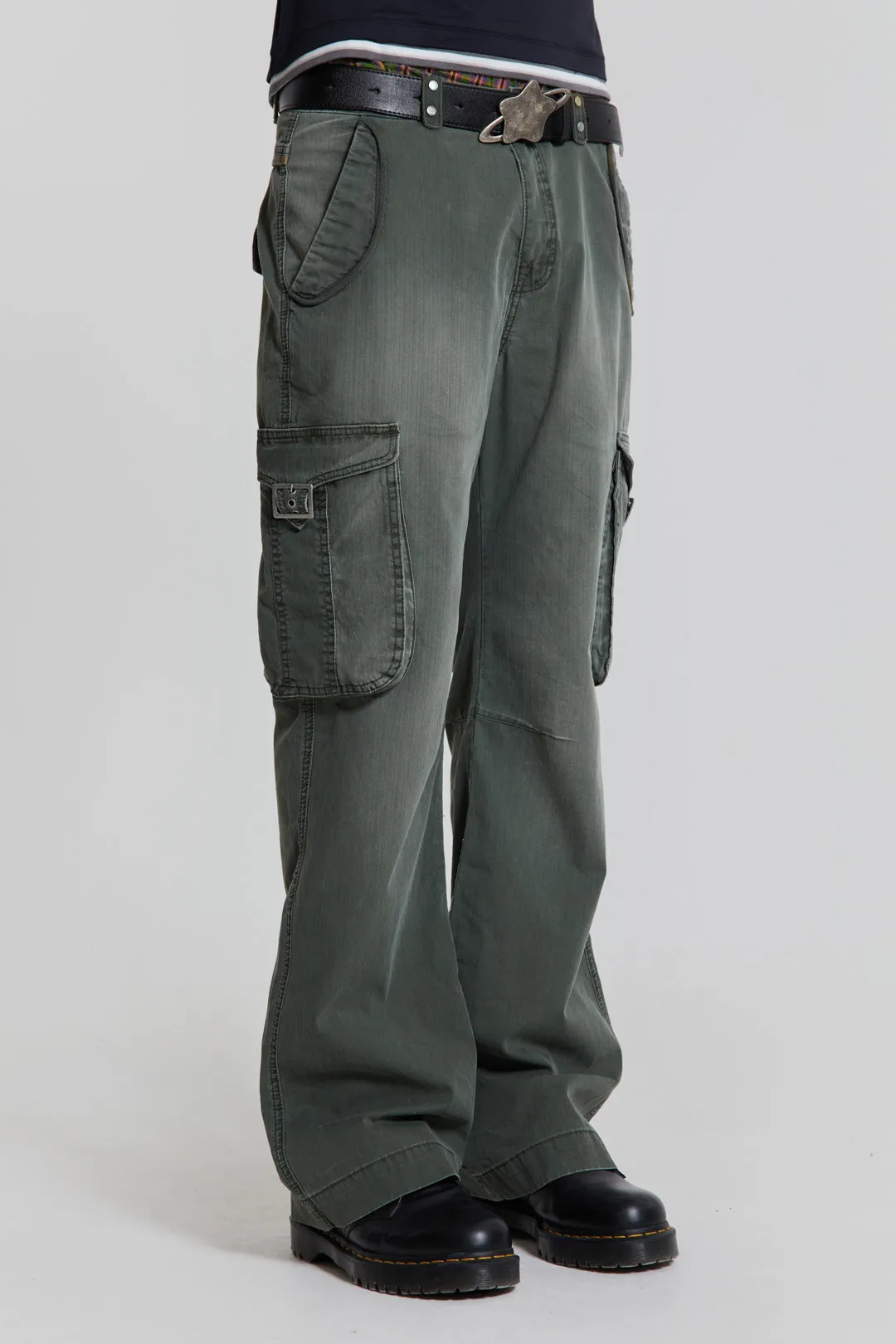 Khaki Straight Leg Cargo Trousers