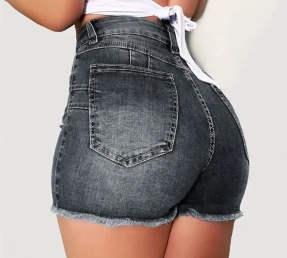 LVSANW Amazon Best Seller Independent Station Fashionable Slim Fit Denim Shorts For Women European American Foreign Trade Elastic