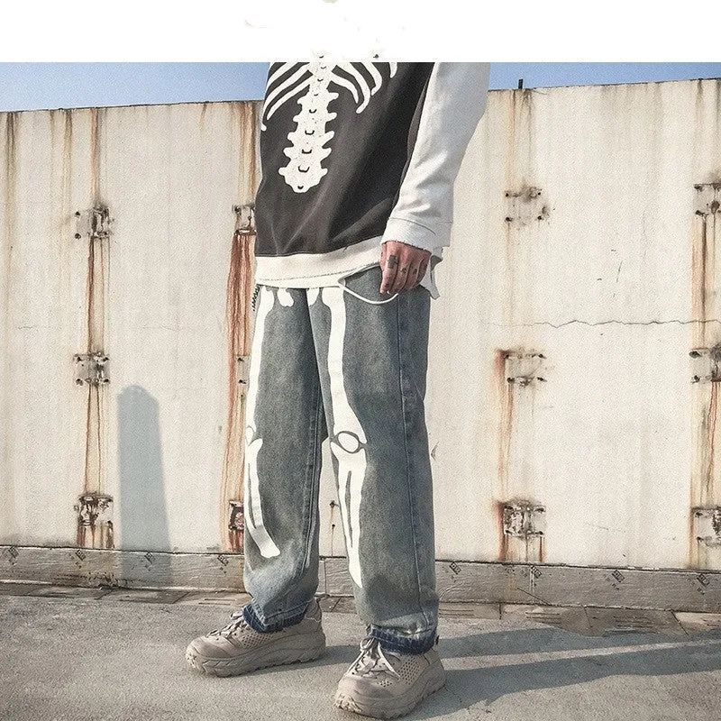 Mens Streetwear Hip Hop Harem Pants High Wasit Denim Pants