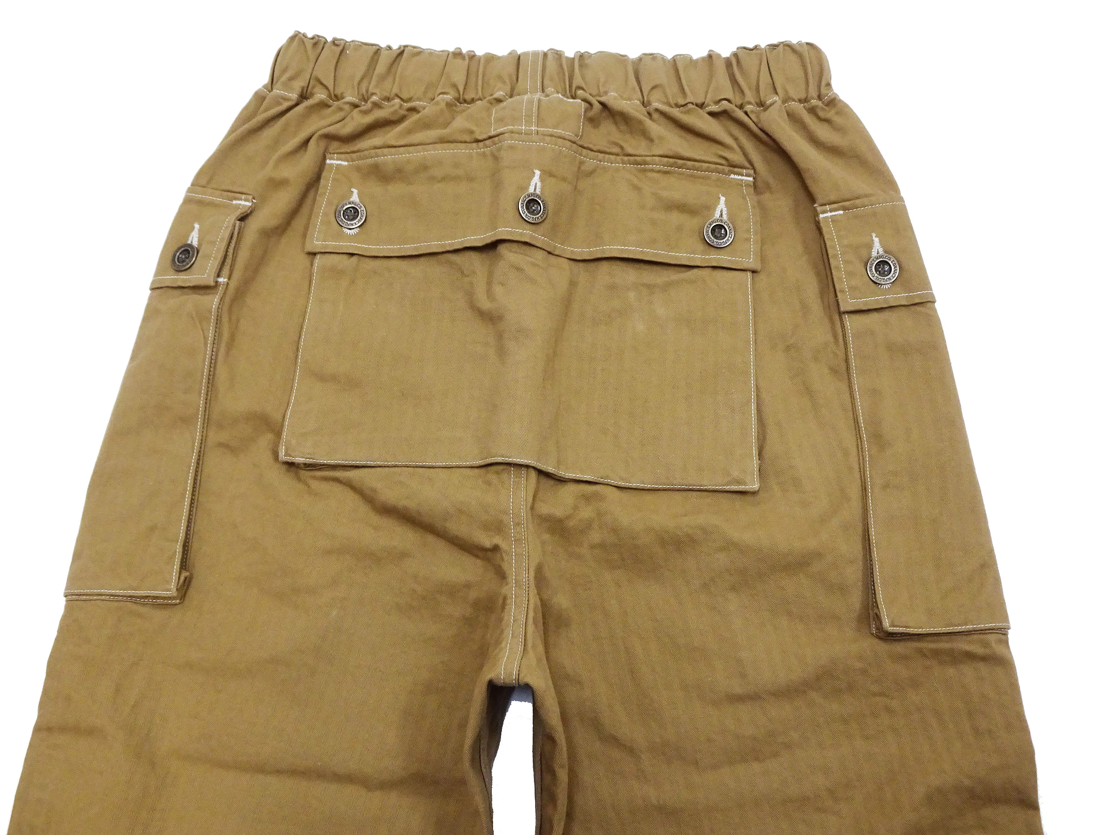 Pherrow's Cargo Pants Men's Casual Elastic Drawstring Waist USMC Herringbone HBT P-44 Military Trousers Pherrows 23S-PMEP1 Beige