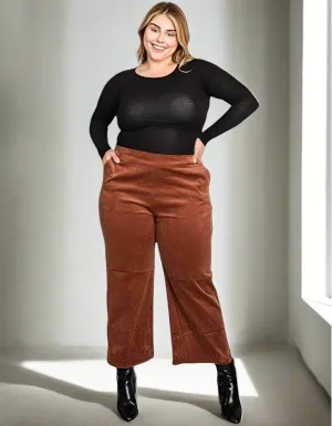 Plus Size Velvet Capri Pants