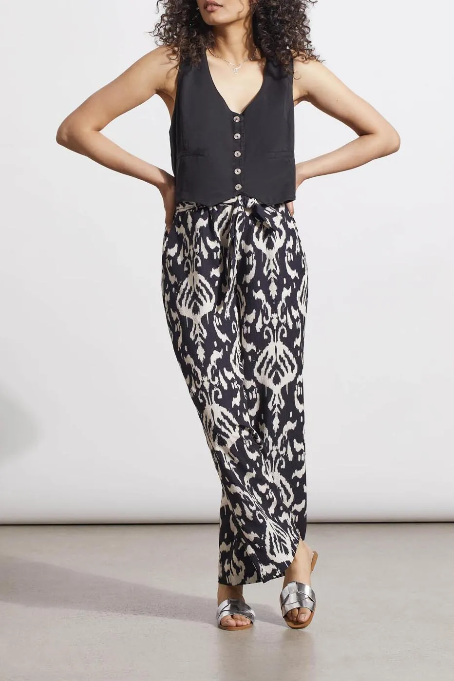 Printed Pull on Belted Pants