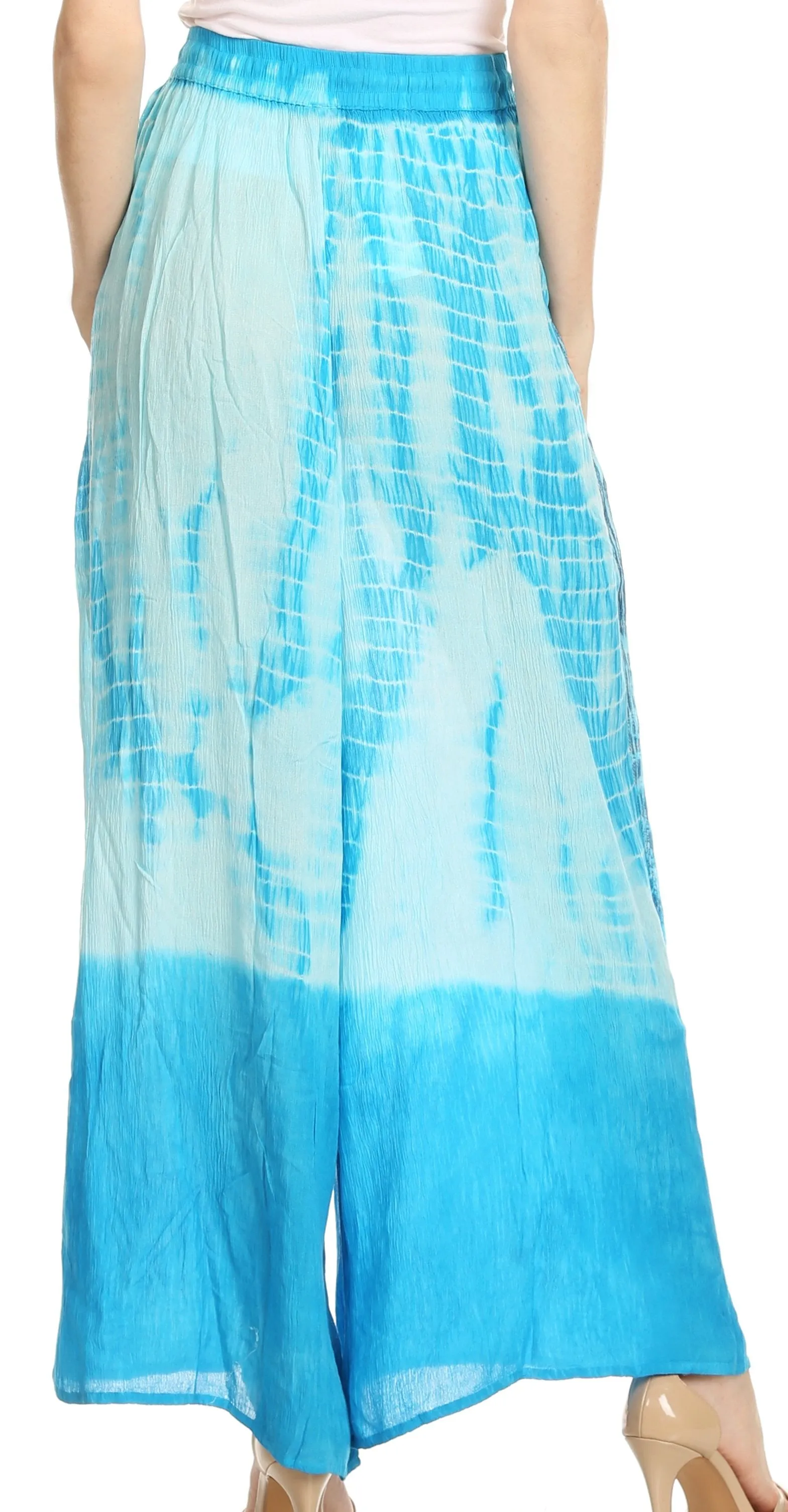 Sakkas Aline Tie-dye Wide-leg Palazzo Pants with Adjustable Waistband