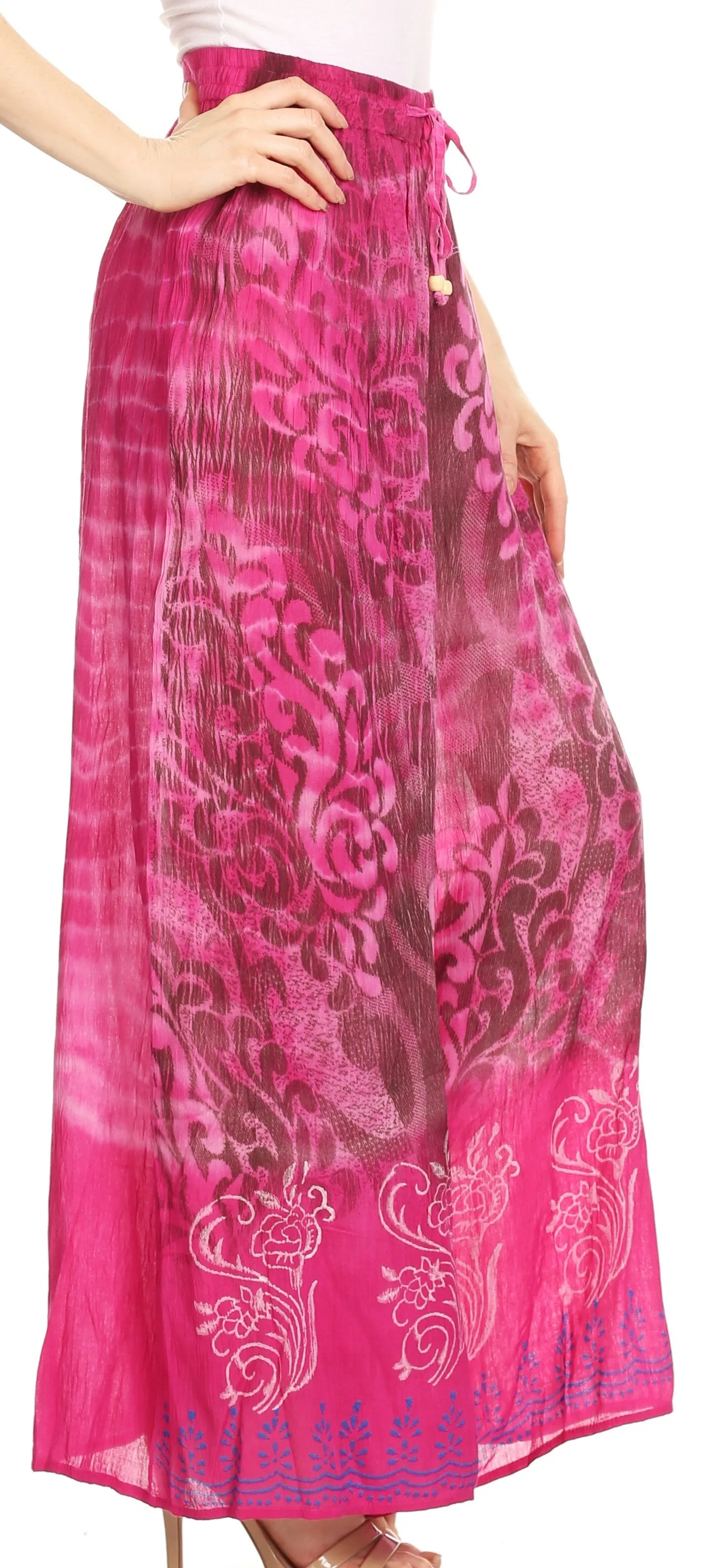 Sakkas Aline Tie-dye Wide-leg Palazzo Pants with Adjustable Waistband