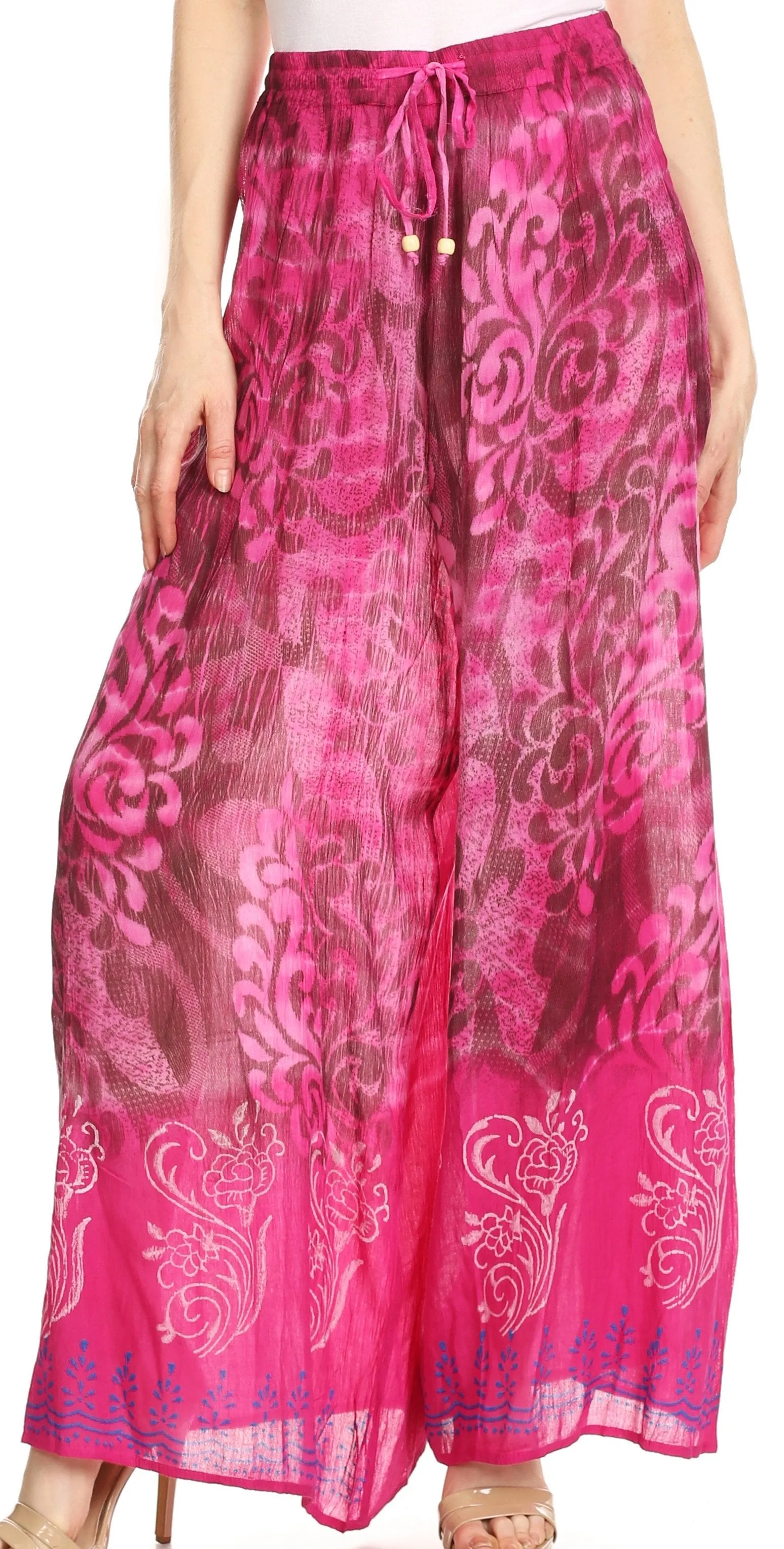 Sakkas Aline Tie-dye Wide-leg Palazzo Pants with Adjustable Waistband