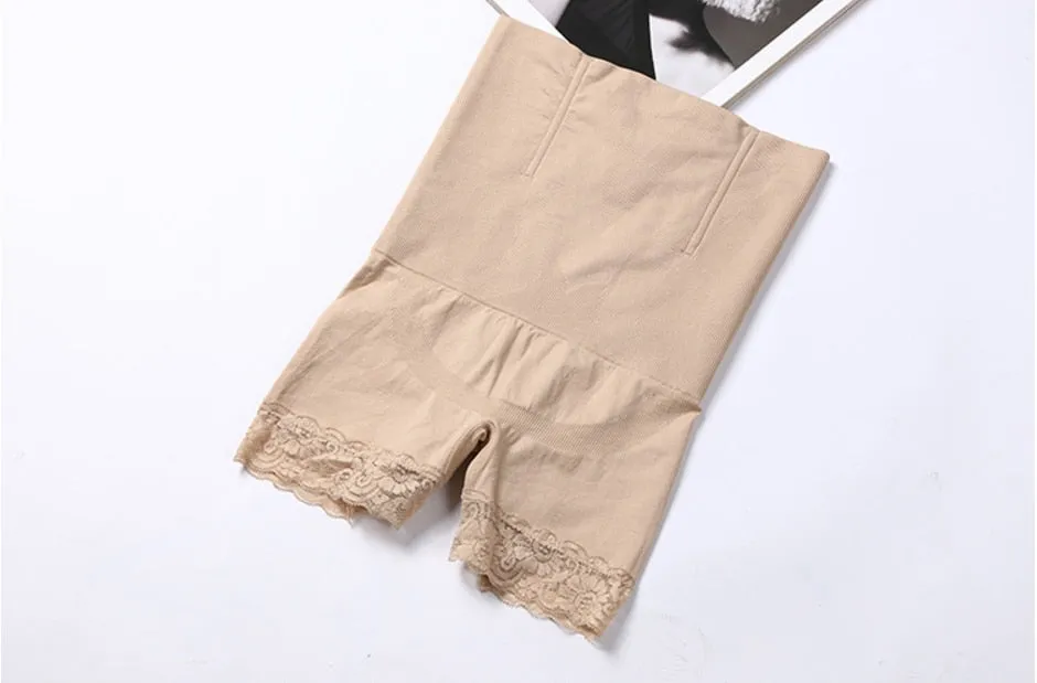 SH-0002 Lady high waist lift buttocks seamless body shaper underwear lace waist safety pants shaping shorts