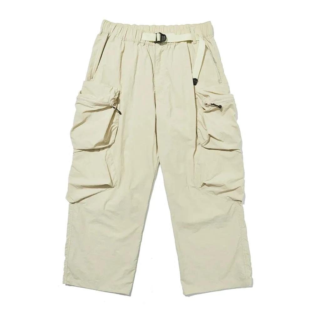 Solid Color Casual Safari Style Cargo Pants - Loose Straight Wide Leg