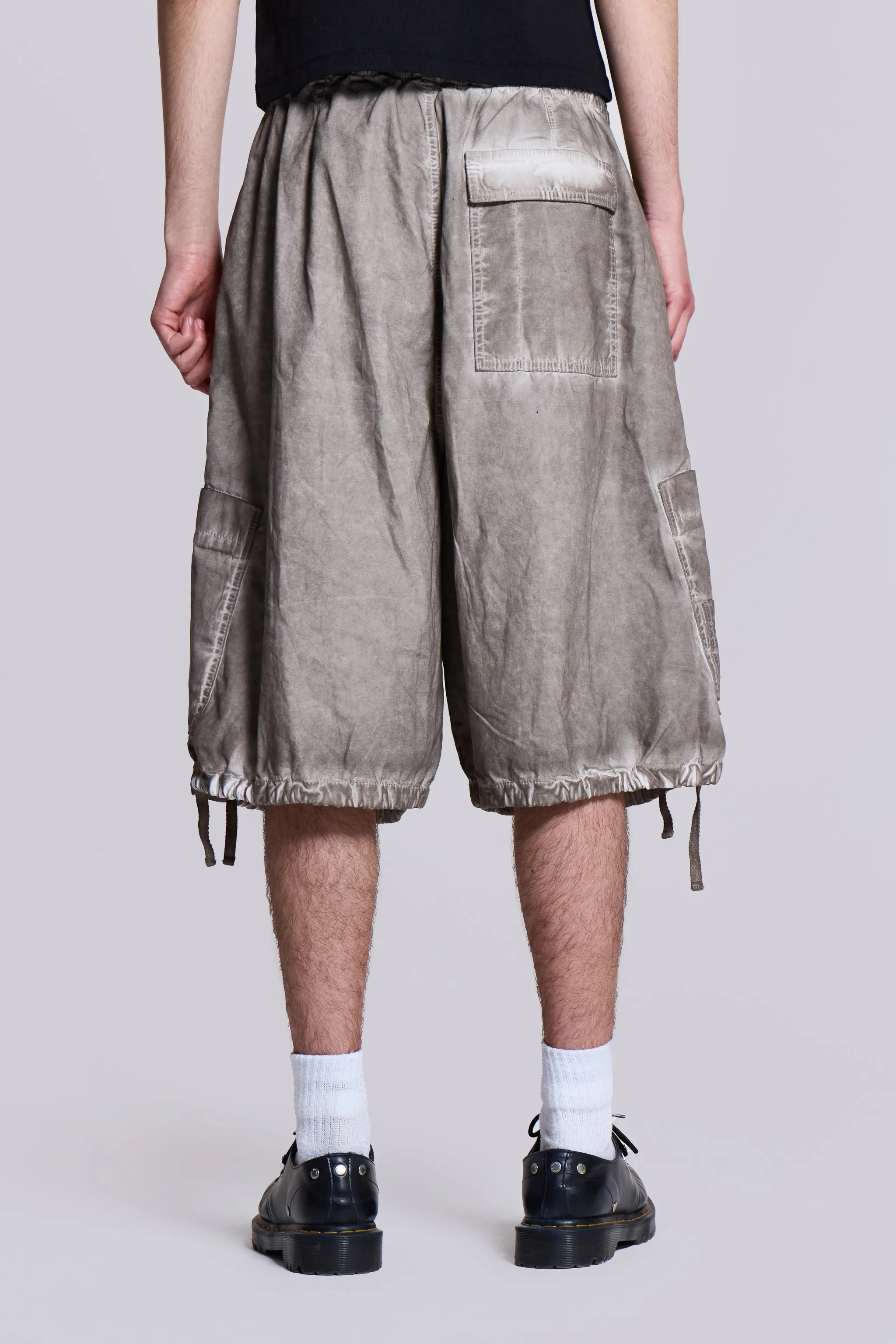 Stone Oil Wash Parachute Shorts