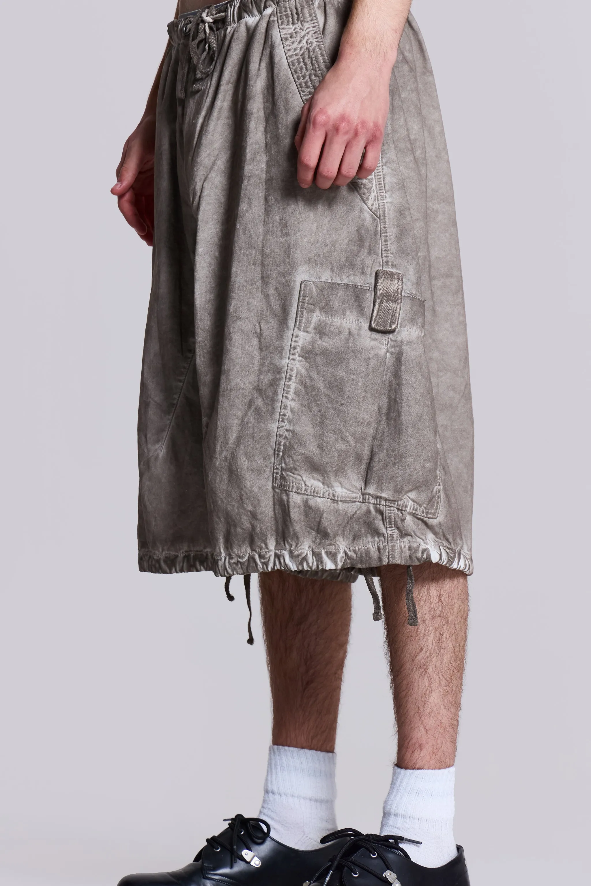 Stone Oil Wash Parachute Shorts