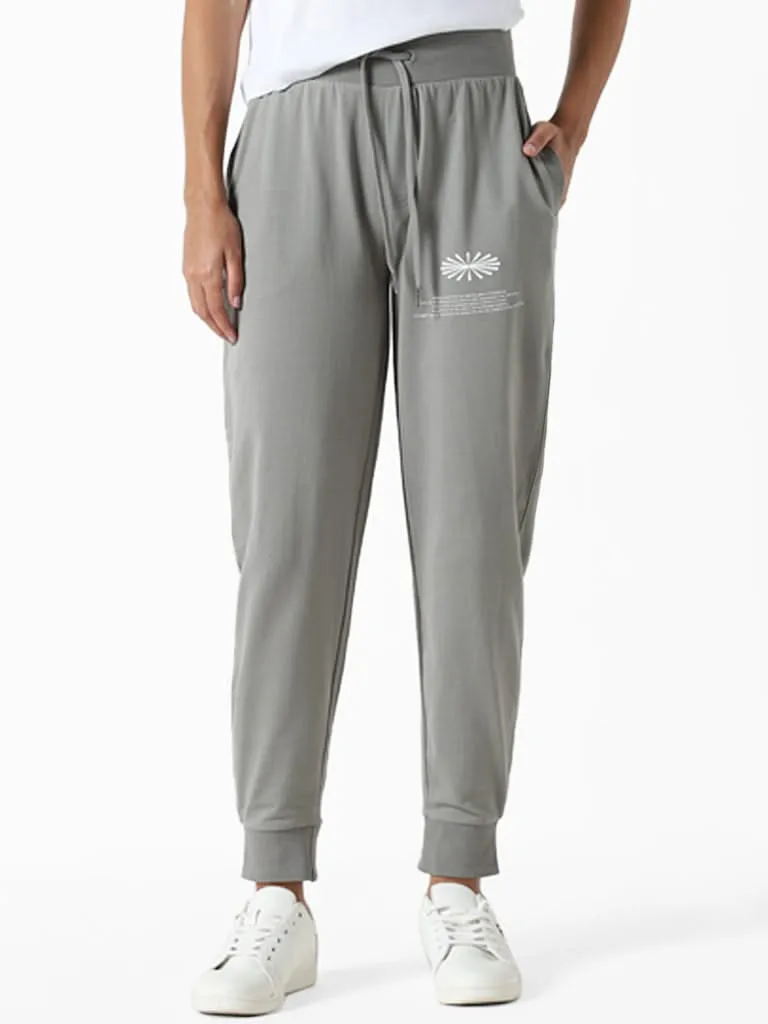 Studiofit Solid Grey Self Patterned Joggers