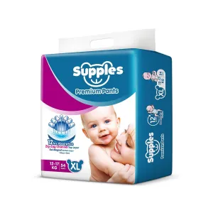 Supples Premium Diapers, X-Large (XL), 54 Count, 12-17 Kg, 12 hrs Absorption Baby Diaper Pants