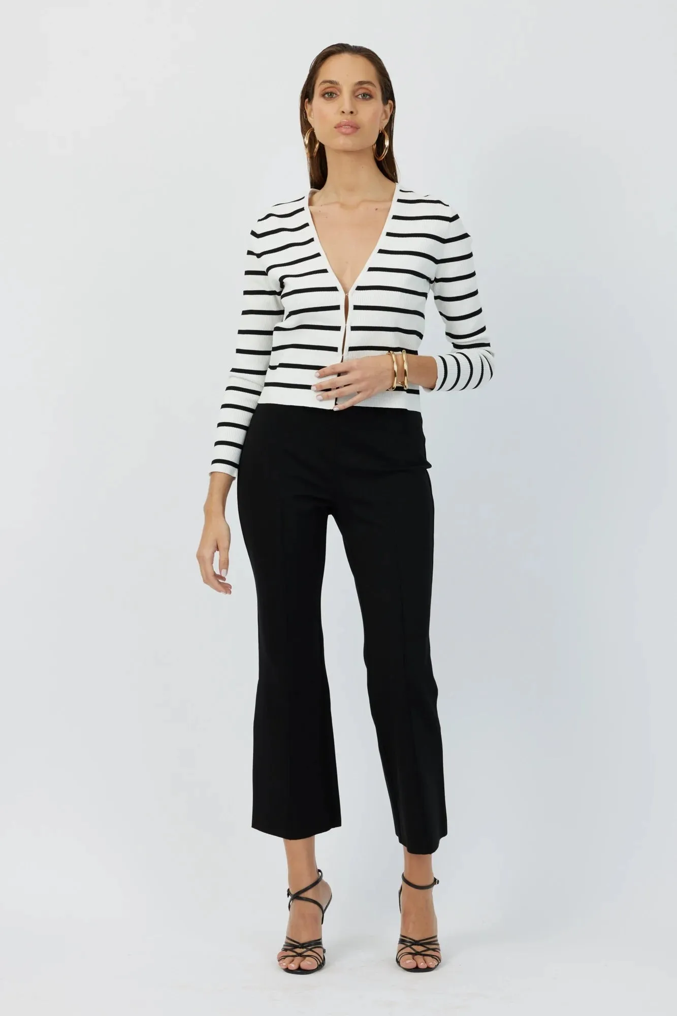 The Porterfield - Black Cropped Flare Pants with Pin Tuck