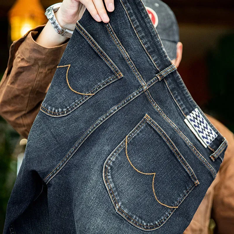 Vintage Denim Washed Straight Leg Jeans for Men - Casual Baggy Pants Streetwear Loose Trousers