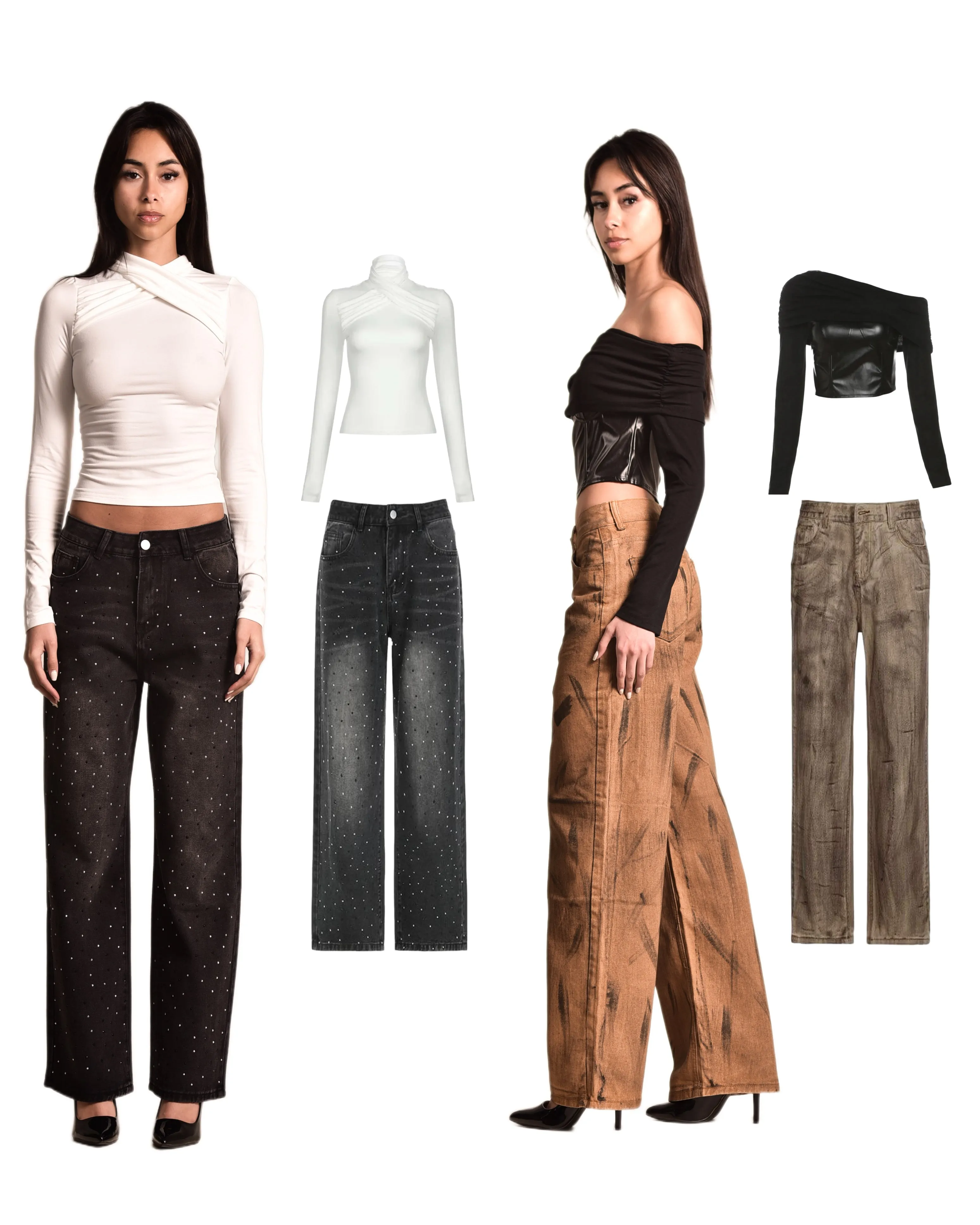 Washed Gradient Color Straight-leg pants