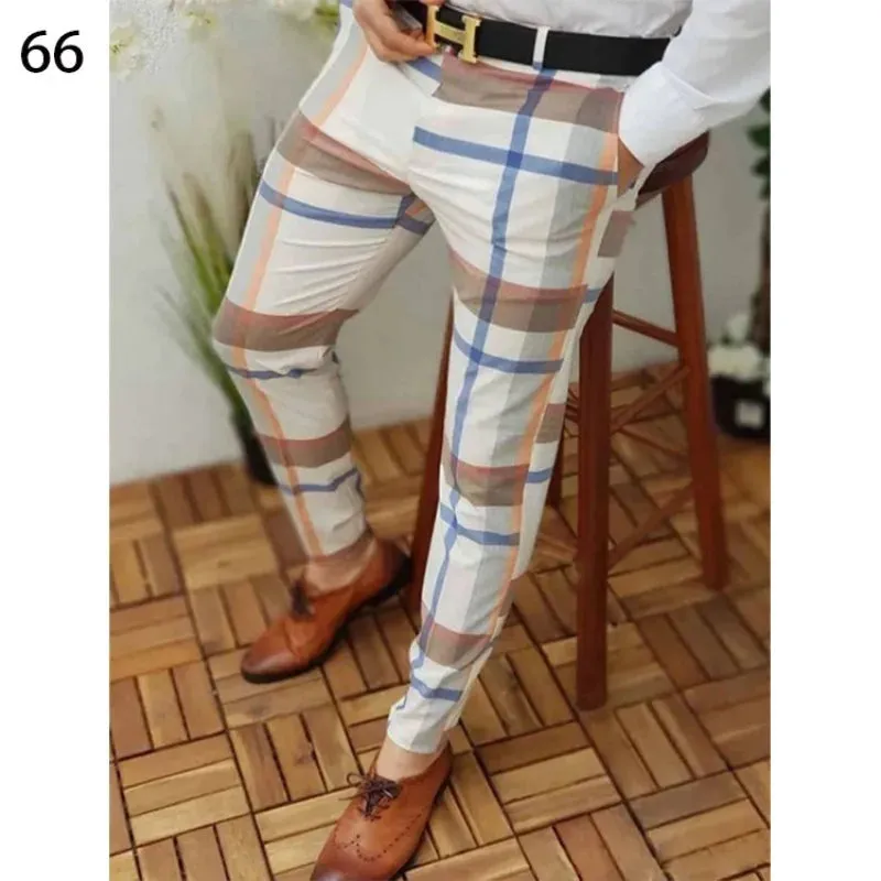 Wiaofellas  -  Black And White Gradient 3d Printed Men's Summer Fashionable Business Casual Pants With Elastic Straight Leg Formal Pants MA2