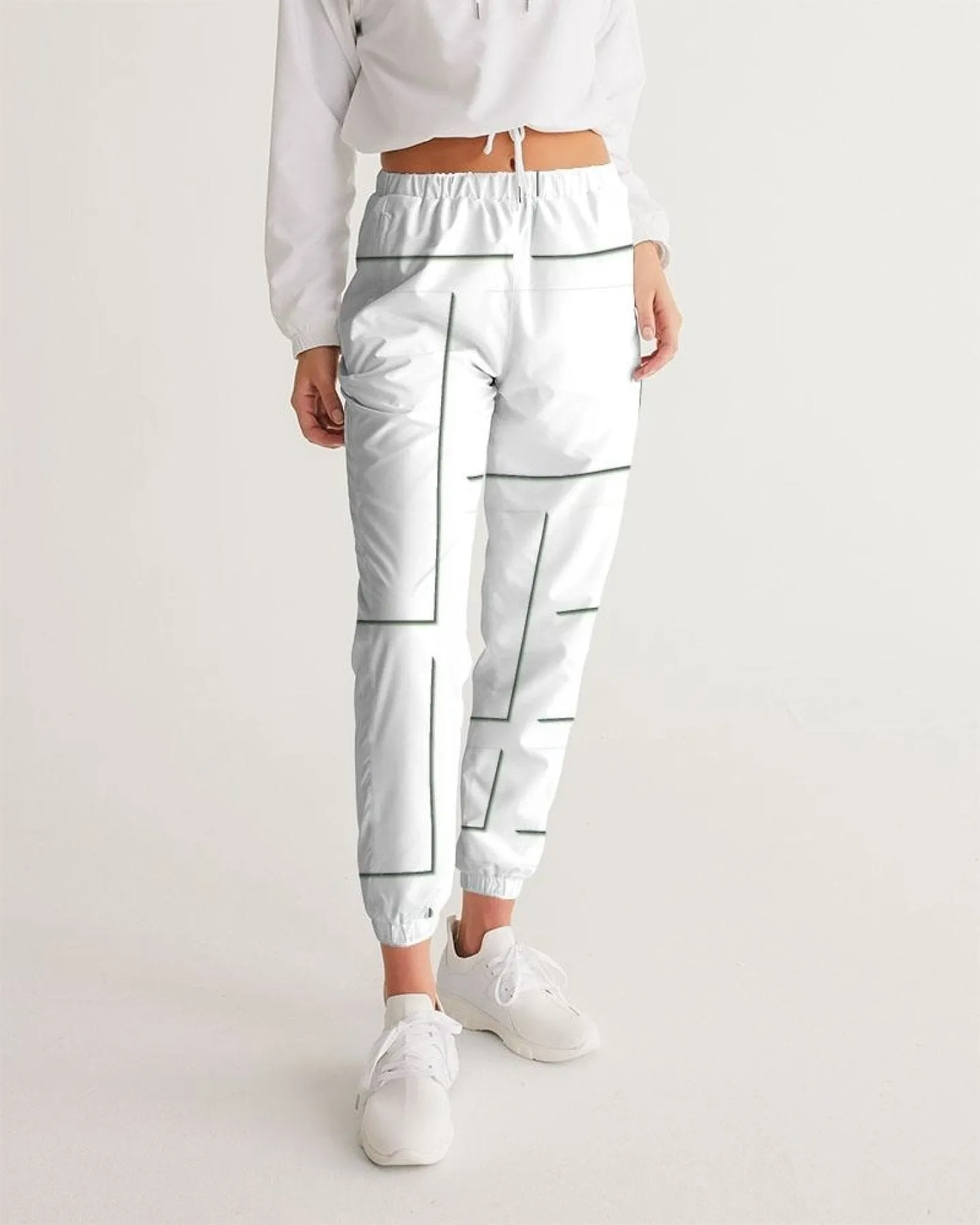 Womens Athletics, White And Gray Line Style Track Pants