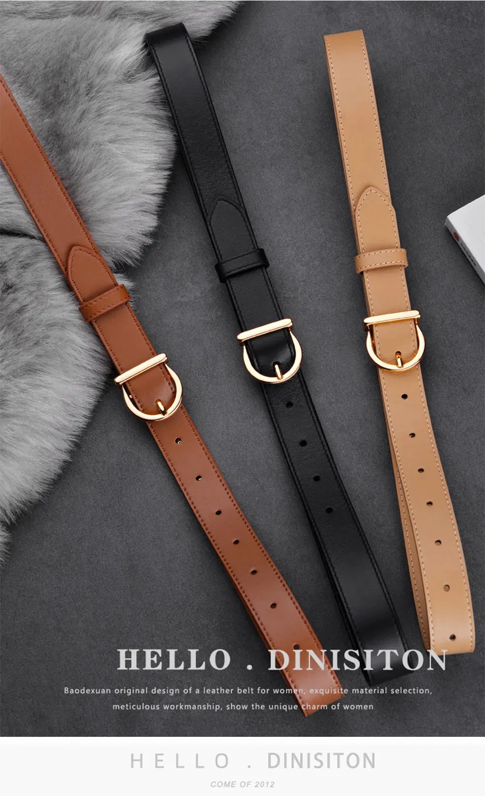 Women's Belt Fashion Pin Buckle Thin Belt Genuine Luxury Soft Belt Women with Cargo Pants Jeans Windproof Belt PU Leather Belt