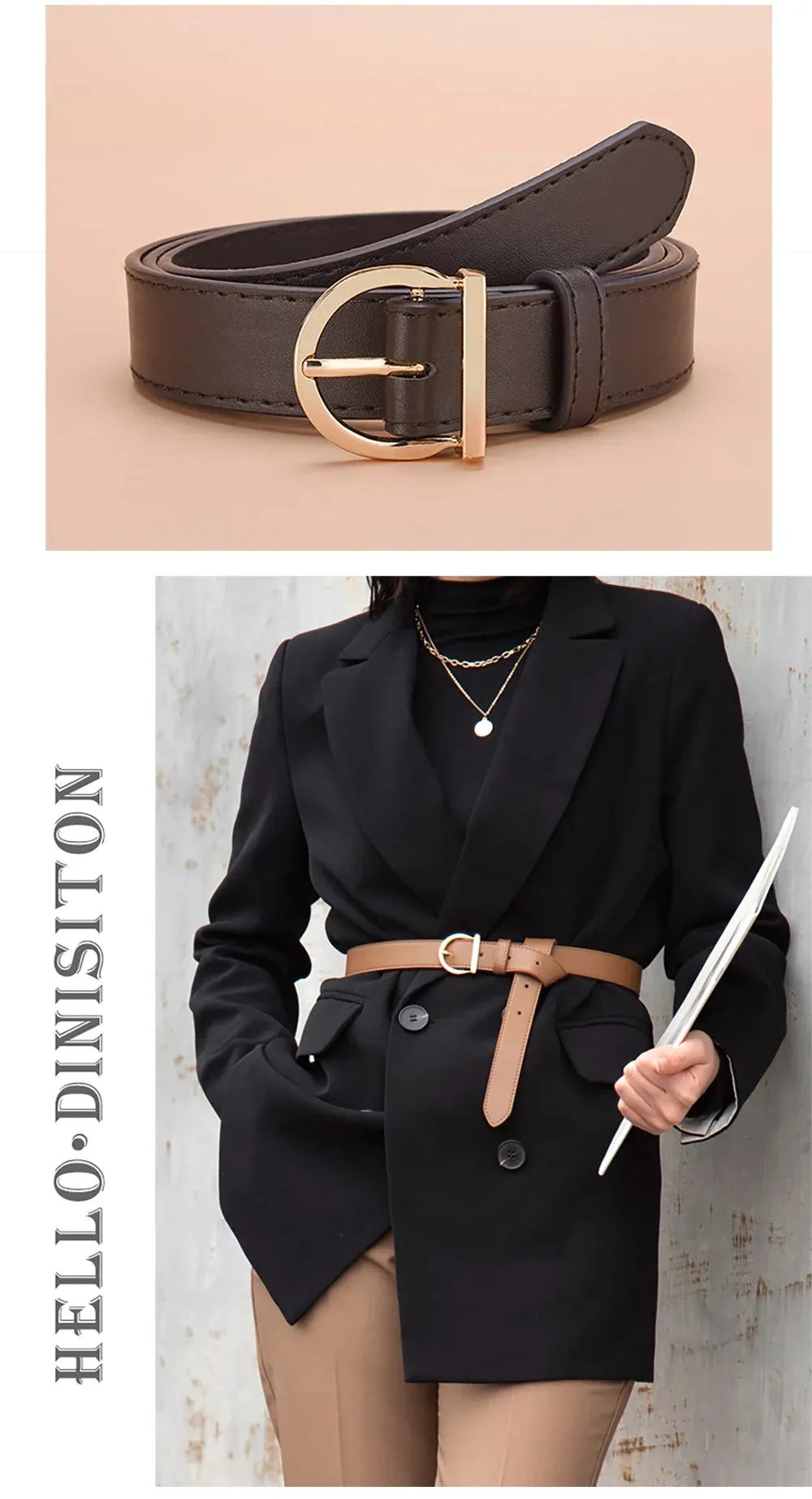 Women's Belt Fashion Pin Buckle Thin Belt Genuine Luxury Soft Belt Women with Cargo Pants Jeans Windproof Belt PU Leather Belt